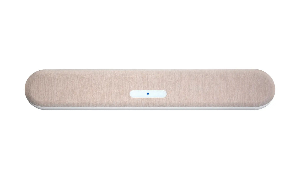 Bluesound Pulse Cinema Mini, belaidis 2.1 soundbaras su Dolby Atmos - Apvalūs galai ir audinio apdaila