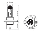Bosma Komplektas H4, P43t, 60/55W, baltos - matmenys ir jungties schema