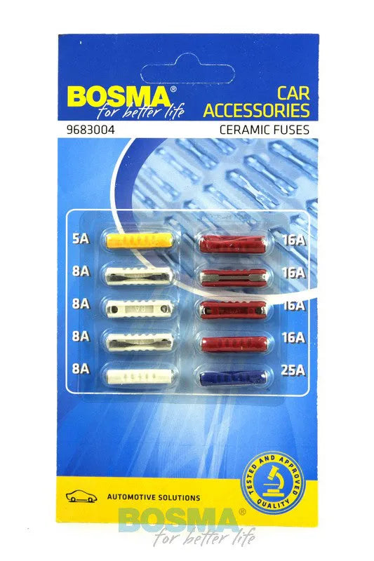 Bosma, cilindrinių saugiklių komplektas, 10vnt