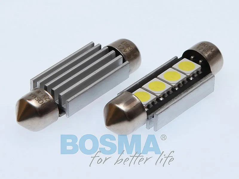 Bosma, lemputė CANBUS, SV8.5, 4xSMD5050, 39mm - Lemputės su SMD LED ir aušintuvu