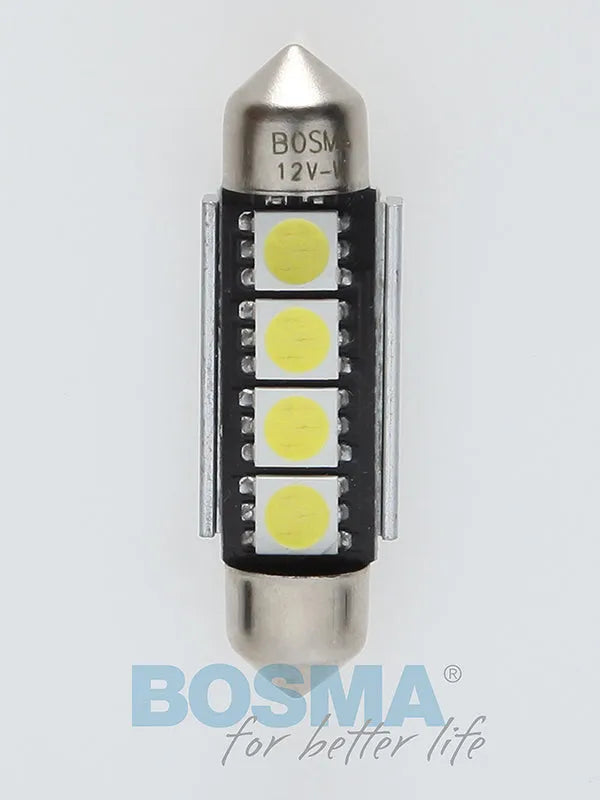 Bosma, lemputė CANBUS, SV8.5, 4xSMD5050, 39mm - Keturi SMD LED moduliai su metaliniu laikikliu