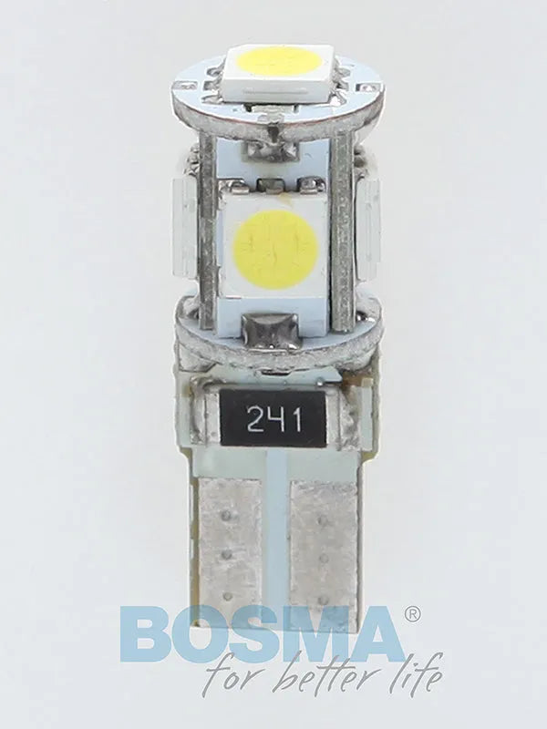 Bosma, lemputė CANBUS T10, W5W 5xSMD5050 - SMD LED diodai ir kodas 241