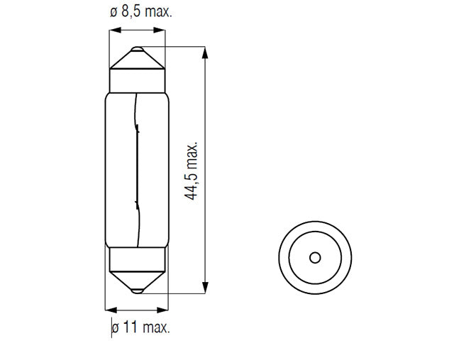 Bosma lemputė SV8.5, 10W, 11X44