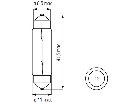 Bosma lemputė SV8.5, 10W, 11X44