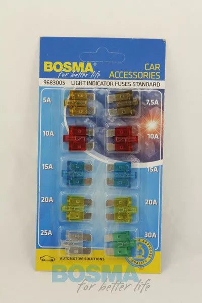 Bosma, saugiklių komplektas su perdegimo indikacija, 10vnt