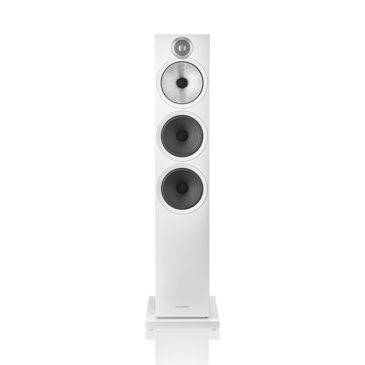 Bowers & Wilkins 603 S3, grindinė garso kolonėlė - baltas garsiakalbis su sidabriniu tviteriu