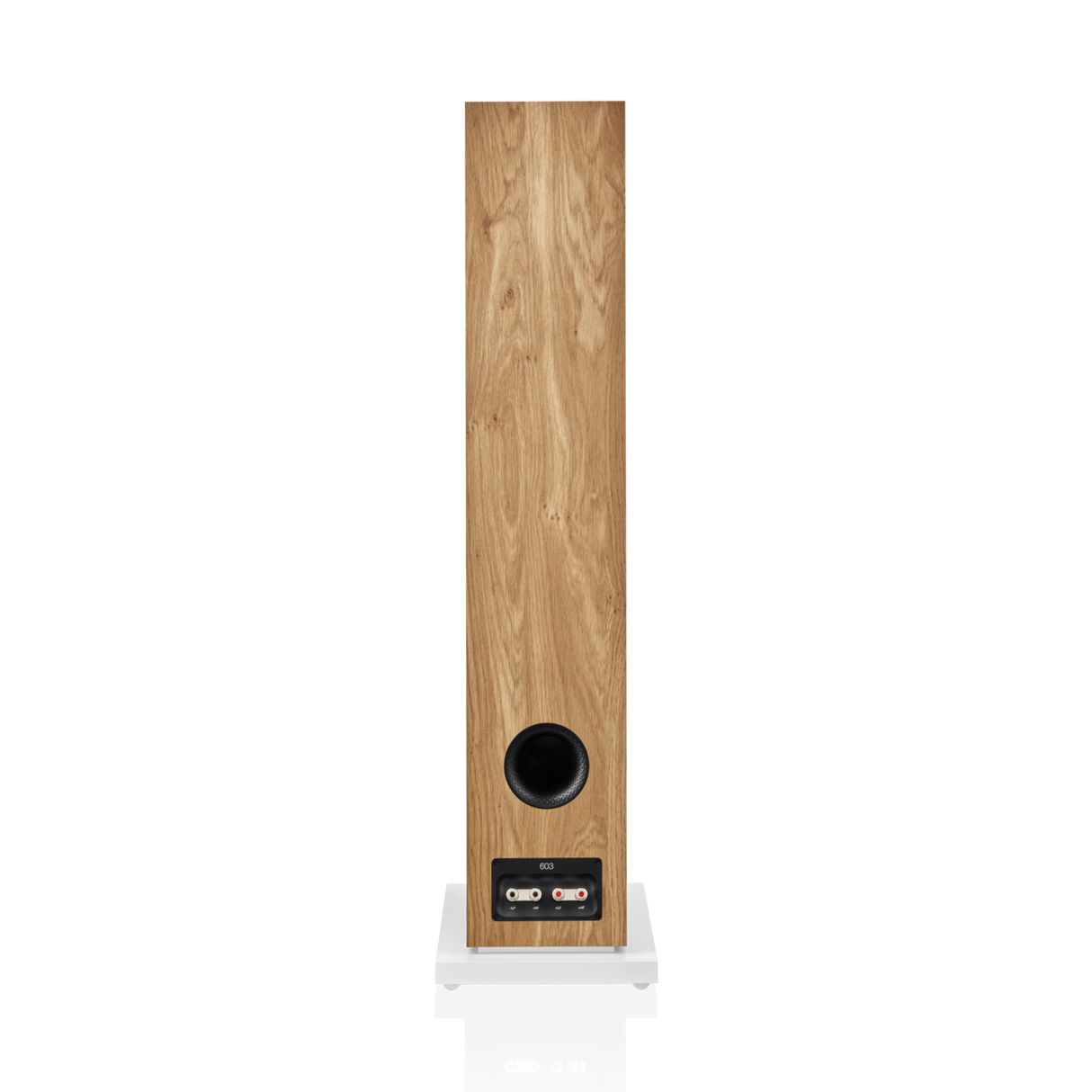 Bowers & Wilkins 603 S3, grindinė garso kolonėlė - galinė panelė su jungtimis ir ventiliacijos anga