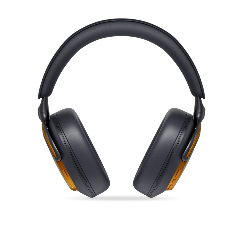 Bowers & Wilkins Px8 S2 McLaren Edition, Over-Ear belaidės ausinės su triukšmo slopinimu - Šoninis vaizdas su oranžiniais akcentais