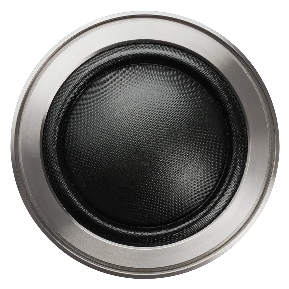 Brax MATRIX ML2, 170W, vidutinių dažnių garsiakalbiai - detalus metalinio rėmo ir juodo kūgio vaizdas