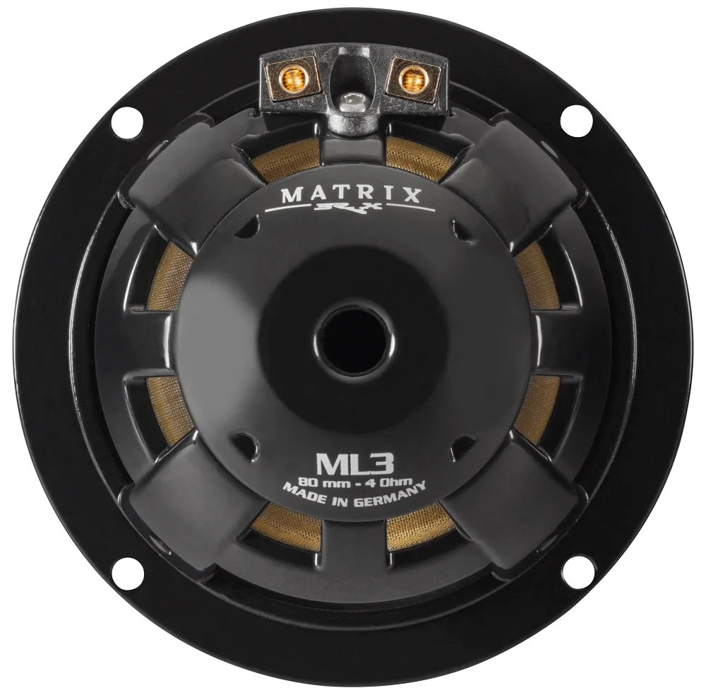 Brax MATRIX ML3, 150W, 8 cm vidutinių dažnių garsiakalbiai - Garsiakalbio galinė dalis su jungtimis