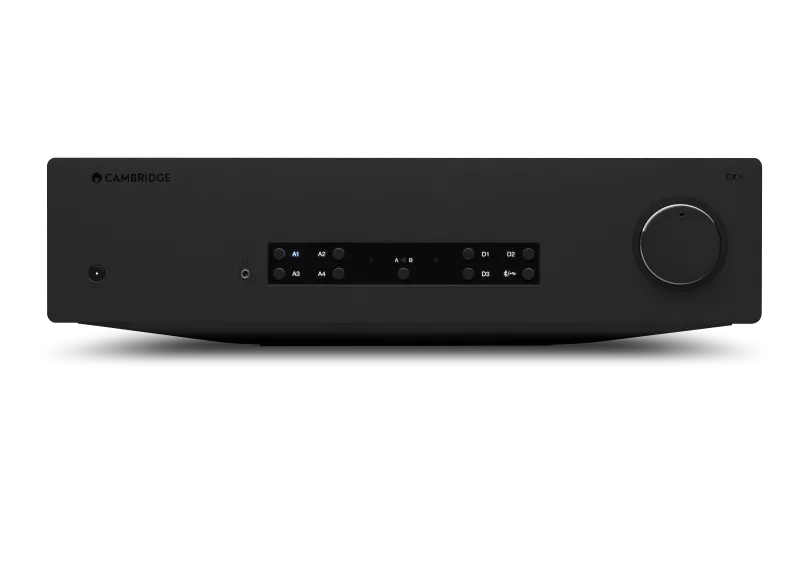 Cambridge Audio CXA81 Mk II, integruotas stereo stiprintuvas - priekinė panelė su mygtukais ir rankenėle