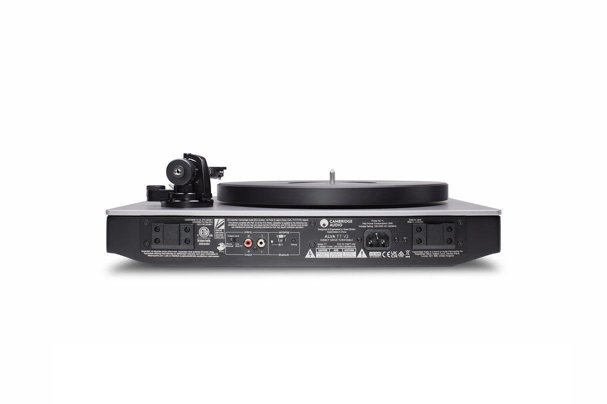 Cambridge Audio ALVA TT V2, patefonas su Bluetooth® aptX HD - Galinė panelė su jungtimis ir Bluetooth jungikliu