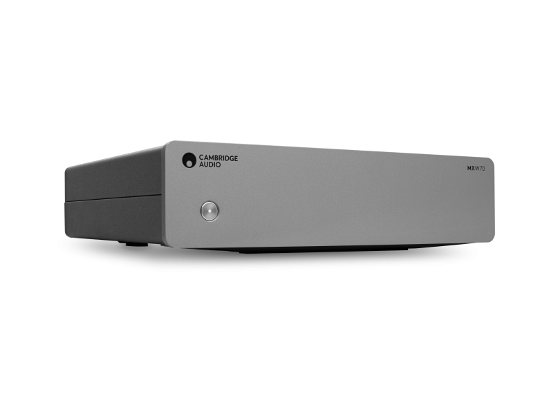 Cambridge Audio MXW70, kompaktiškas stereo galios stiprintuvas - Šoninis vaizdas su vienu mygtuku