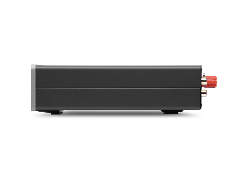 Cambridge Audio MXW70, kompaktiškas stereo galios stiprintuvas - šoninis vaizdas su jungtimis