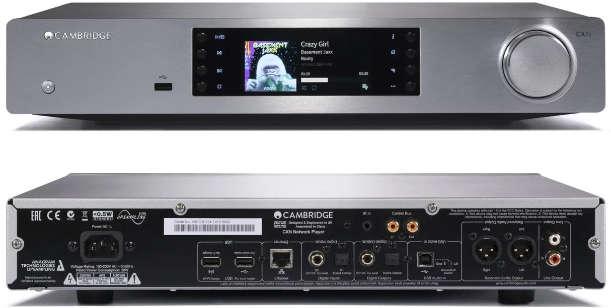 Cambridge CXN V2, tinklo grotuvas su DAC funkcija - galinė panelė su daugybe jungčių