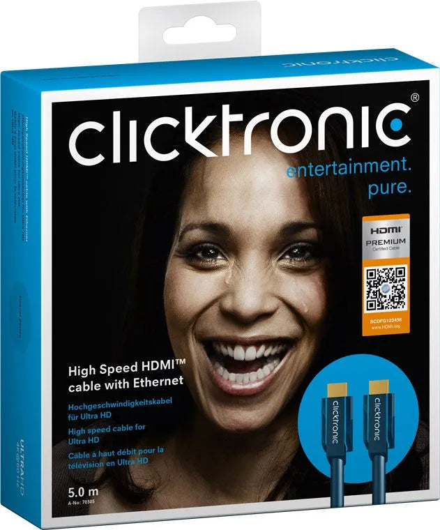 Clicktronic High Speed HDMI, OFC kabelis 4K@60Hz su Ethernet palaikymu 5m
