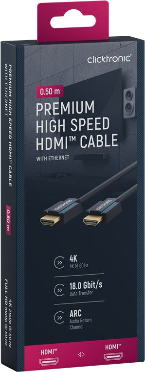 Clicktronic Premium High Speed HDMI™ kabelis su Ethernet palaikymu (0.5-20m)