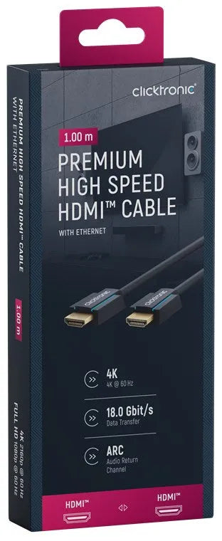 Clicktronic Premium High Speed HDMI™ kabelis su Ethernet palaikymu (0.5-20m)