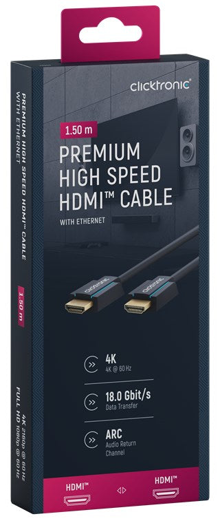 Clicktronic Premium High Speed HDMI™ kabelis su Ethernet palaikymu (0.5-20m)