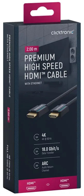 Clicktronic Premium High Speed HDMI™ kabelis su Ethernet palaikymu (0.5-20m)