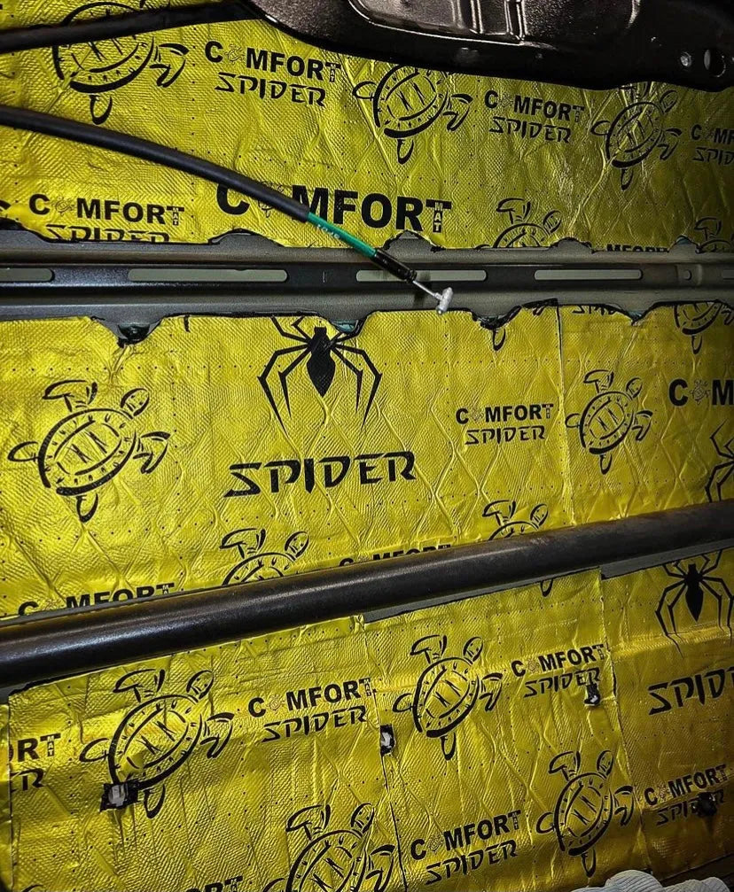 Comfort Mat SPIDER, 3.5mm vibro izoliacija (0.5x0.7m) - Geltona vibracijos izoliacija su voro ir vėžlio simboliais