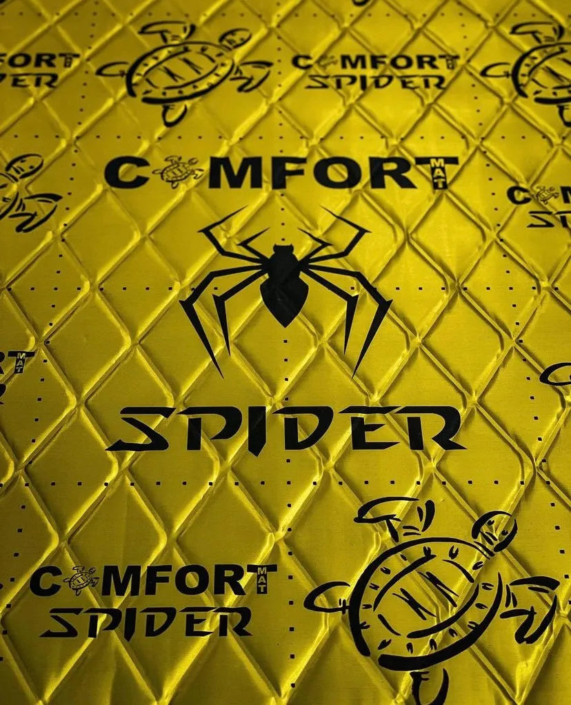 Comfort Mat SPIDER, 3.5mm vibro izoliacija (0.5x0.7m) - Geltonas paviršius su voro ir vėžlių piešiniais