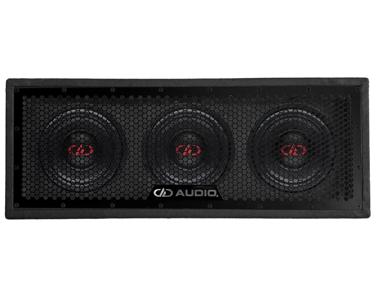 DD AUDIO LE-510.3 - trys garsiakalbiai su raudonais logotipais