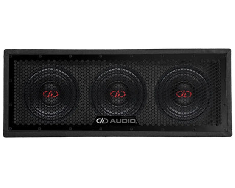 DD AUDIO LE-510.3 - trys garsiakalbiai su raudonais logotipais