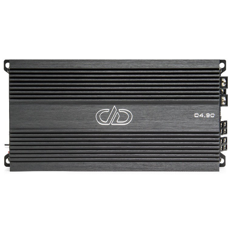 DD Audio D4.90 - šoninis vaizdas su jungtimis ir modeliu