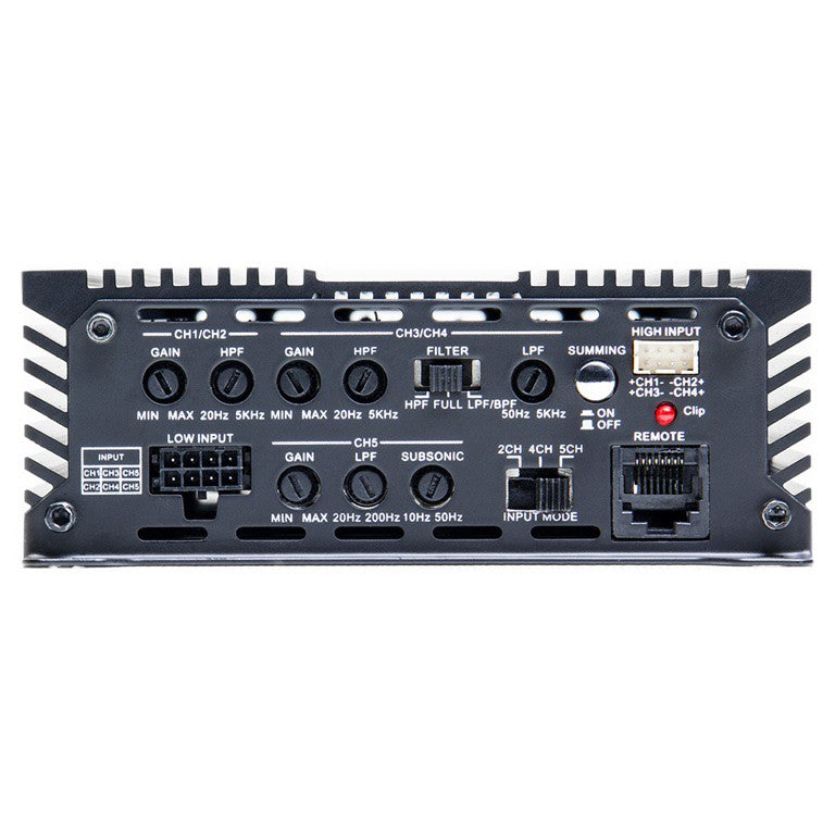 DD Audio D5.500 - galinė panelė su jungtimis ir valdymo elementais