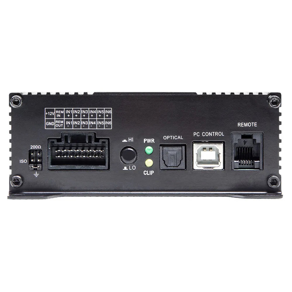 DD Audio DSI-3R - galinė panelė su jungtimis ir indikatoriais