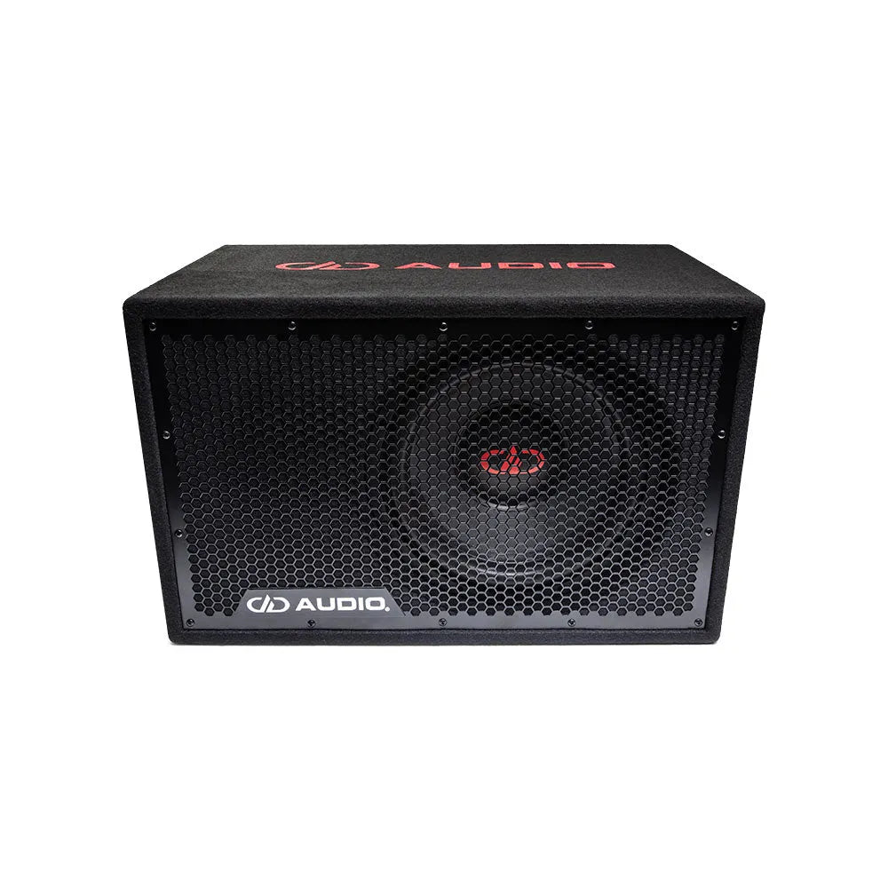 DD Audio LE-512.1a - 1Ohm, 30 cm žemų dažnių garsiakalbis dėžėje, 1200 W MAX - Garsiakalbis su apsaugine grotelėmis ir logotipu
