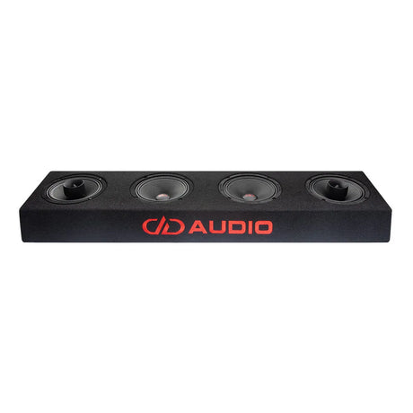 DD Audio LE-VO-MX206.4 - keturi garsiakalbiai su logotipu ant dėžės