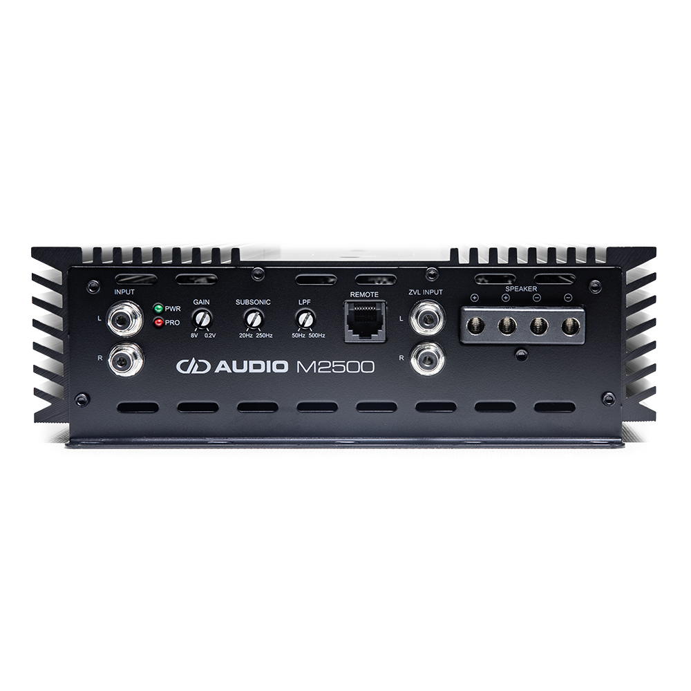 DD Audio M2500 - galinė panelė su jungtimis ir valdymo elementais
