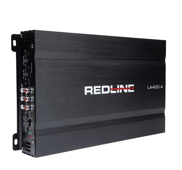 DD Audio RL-LA400.4 - šoninis vaizdas su jungtimis ir valdymo elementais