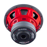 DD Audio RL-PSW10-D4 - Raudonas garsiakalbis su juodu magnetu ir užrašais