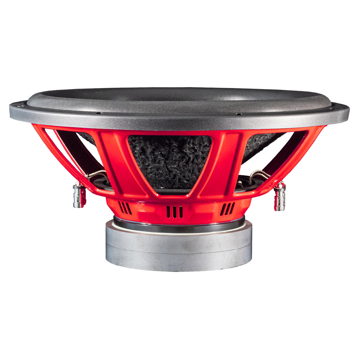 DD Audio RL-PSW15-D2 - Raudonas metalinis korpusas su ventiliacijos angomis