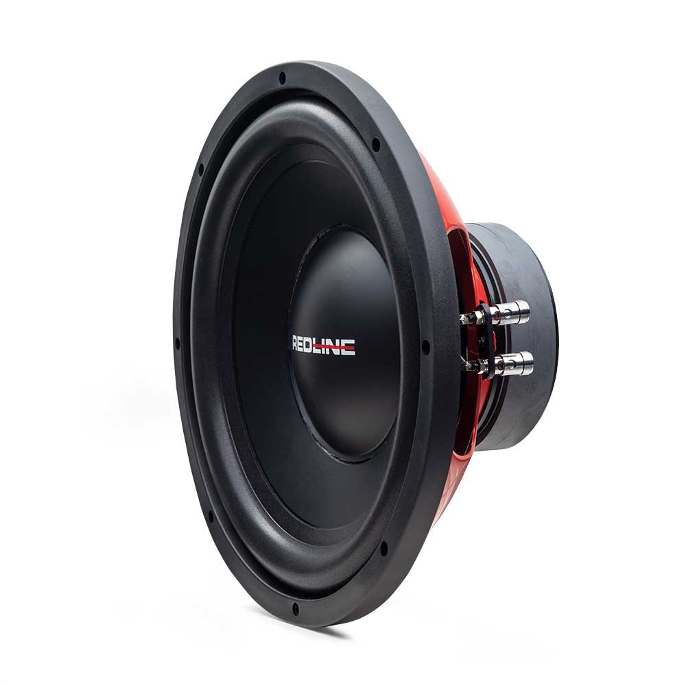 DD Audio RL-SW12-D2 - Galinė pusė su jungtimis ir raudonu rėmu