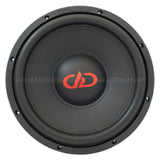 DD Audio Redline 212d D4 - priekinė dalis su logotipu ir užrašais