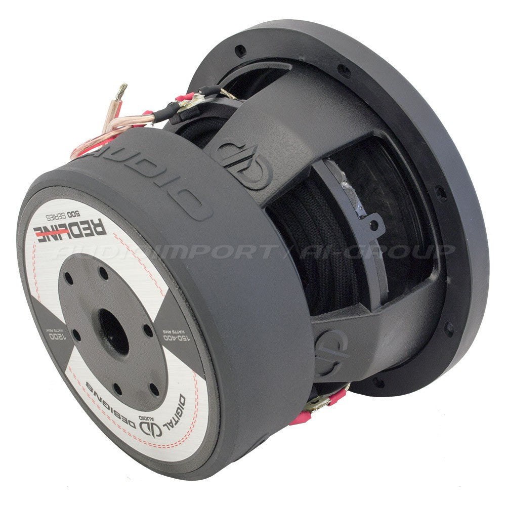 DD Audio Redline 506d D4 - Galinė dalis su laidais ir logotipu