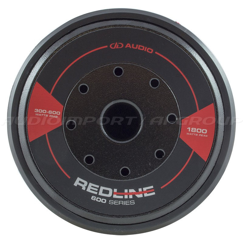 DD Audio Redline 608d D2 - Garsiakalbio priekinė dalis su raudonais akcentais