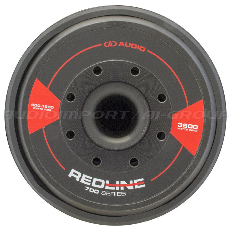 DD Audio Redline 715d D4 - Raudoni akcentai su galios specifikacijomis