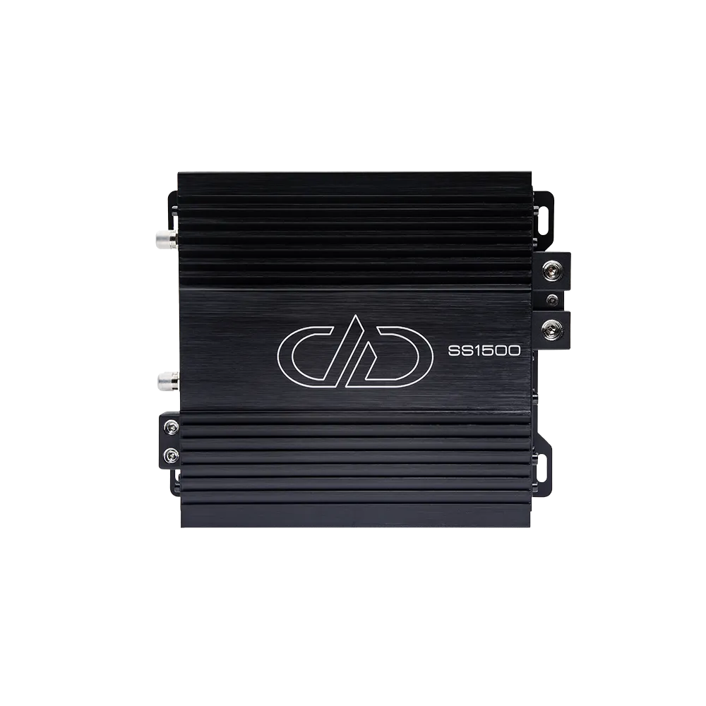 DD Audio SS1500 - Šoninis vaizdas su jungtimis ir logotipu