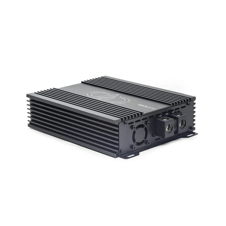 DD Audio SS3000-24V - Šoninis vaizdas su jungtimis ir ventiliatoriumi
