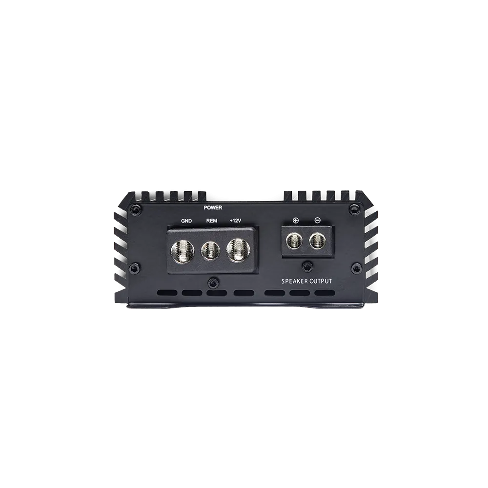 DD Audio SS850 - galinė panelė su jungtimis ir aušinimo briaunomis