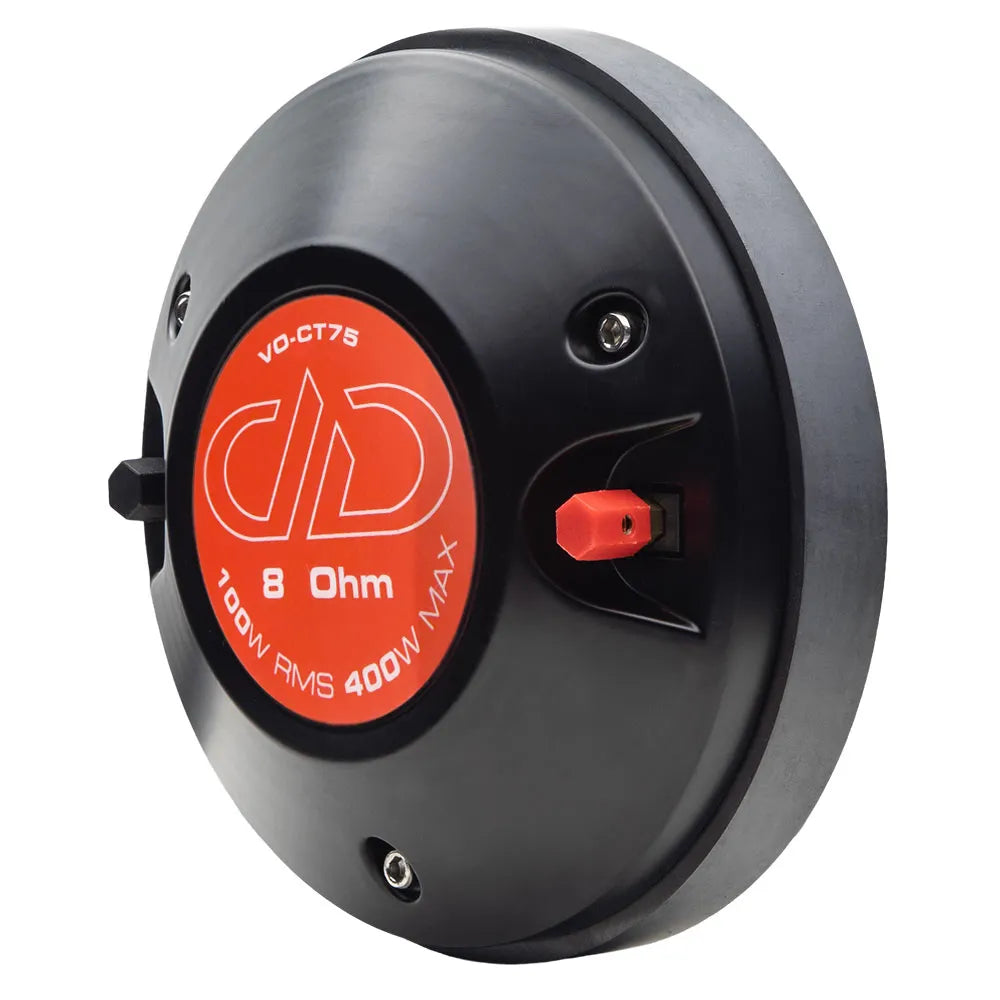 DD Audio VO-CT75 - Raudonas jungties elementas ir logotipas
