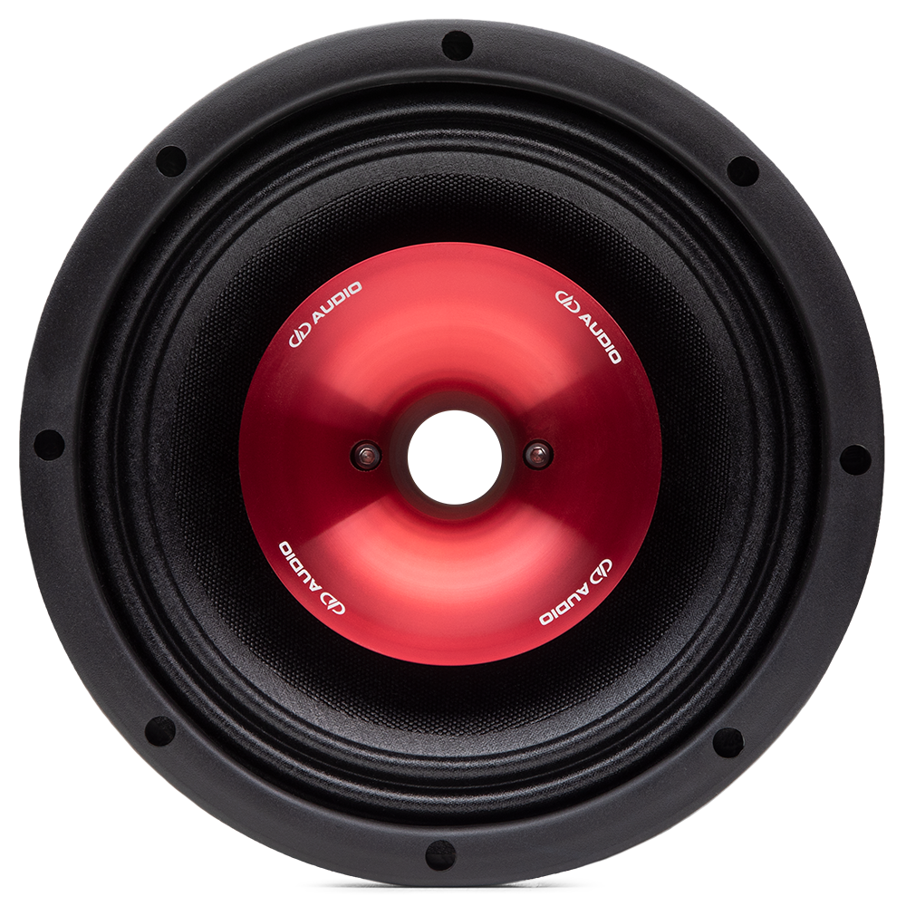 DD Audio VO-CTAL 10 - raudonas metalinis difuzorius su logotipu