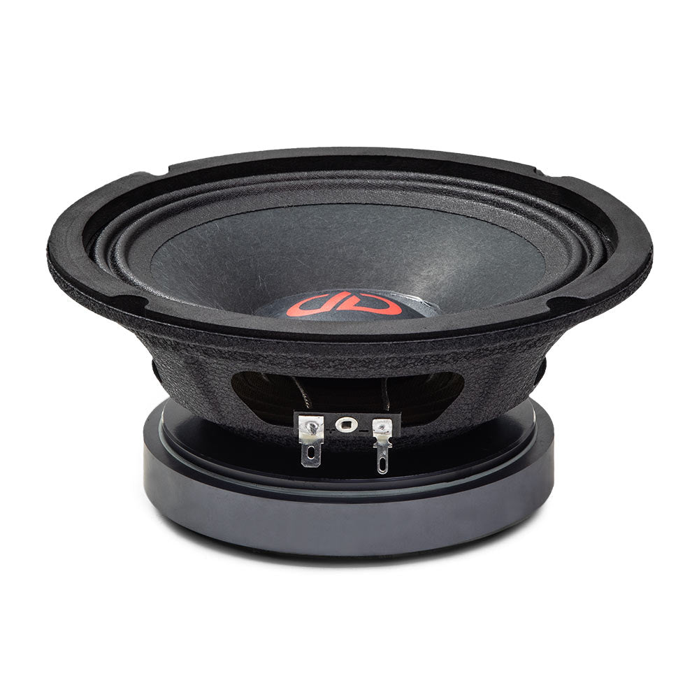 DD Audio VO-M6.5b-S2 - Garsiakalbio jungtys ir logotipas iš arti