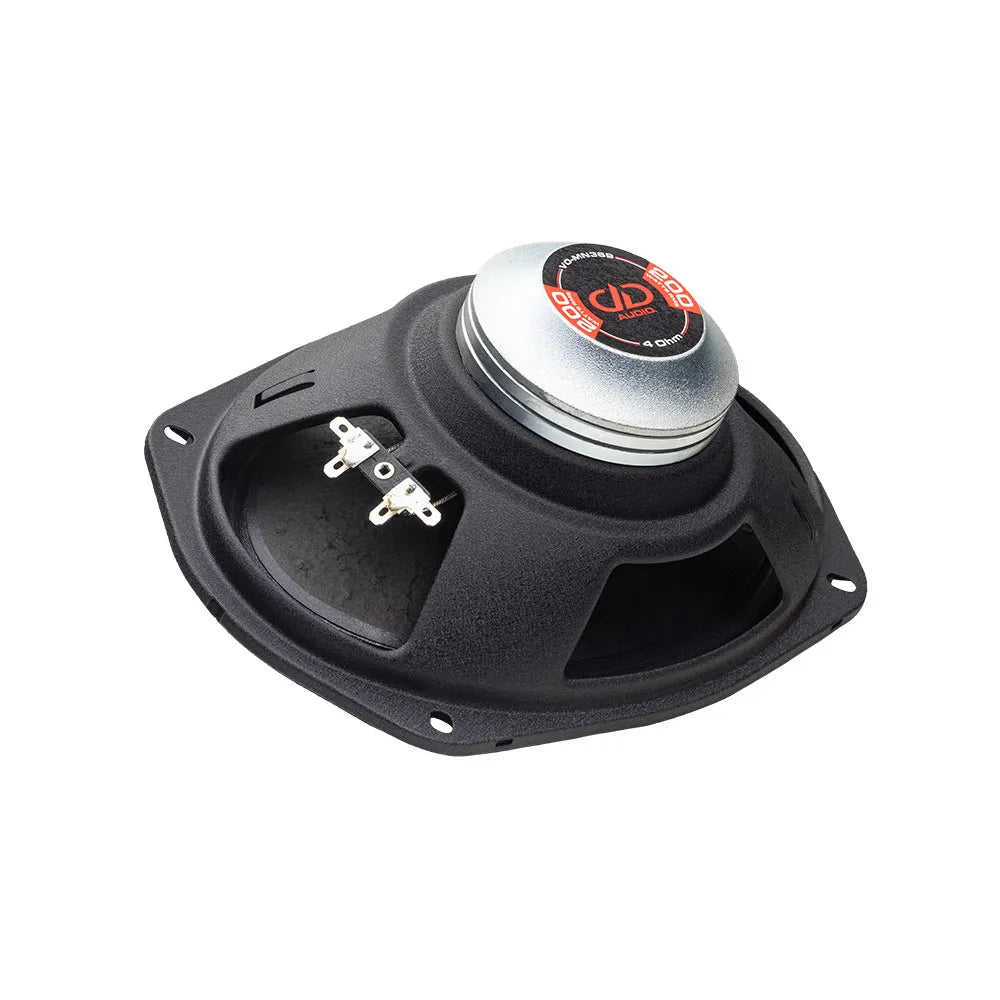 DD Audio VO-MN369-S4 - garsiakalbio jungtys ir logotipas