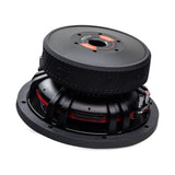 DD Audio VO-W710-D2 - garsiakalbio jungtys ir raudoni akcentai